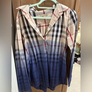 Burberry Brit two-tone  button down top blue